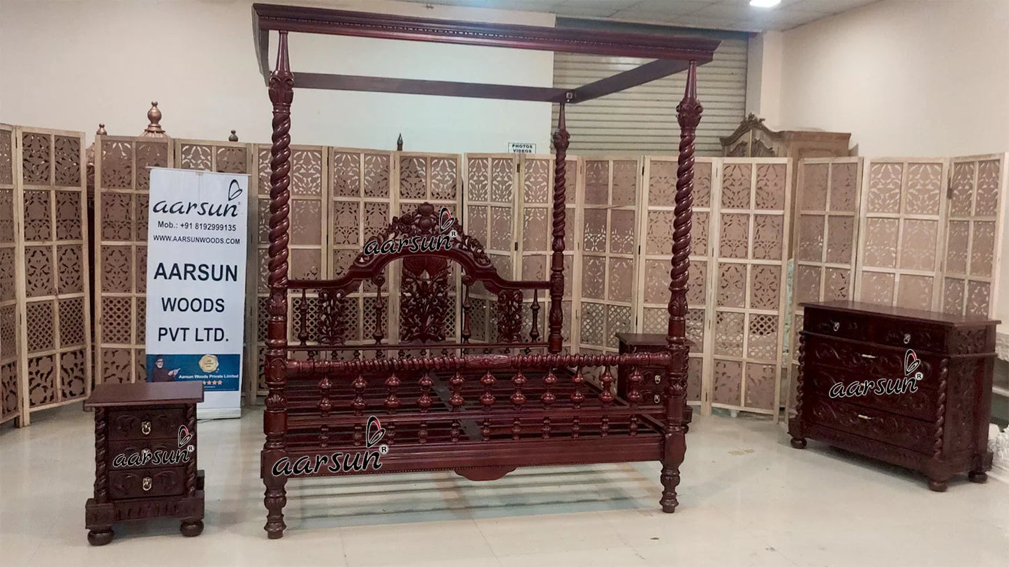 Victorian Carved Canopy Bed Poster YT-623