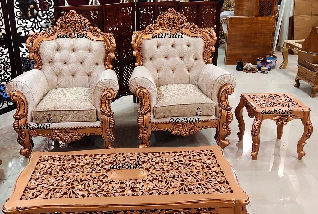 Victorian Royal Sofa Set in Copper Paint with TV Unit