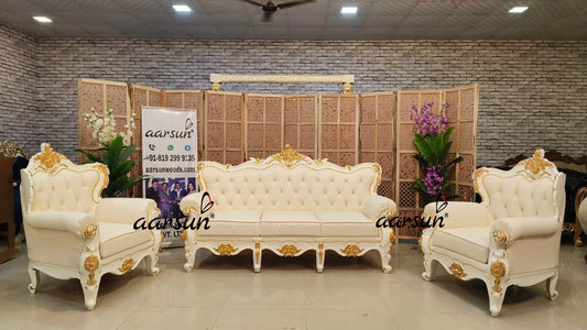 Unique Sofa Set in White Polish NT-008