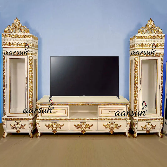 Tv Unit with Display Showcase Towers Modern Design - Aarsun