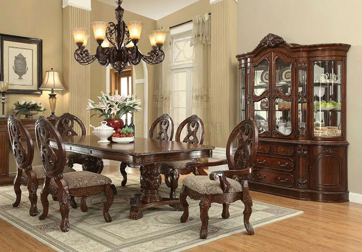 6-Seater Wooden Dining Set with Cushioned Chairs