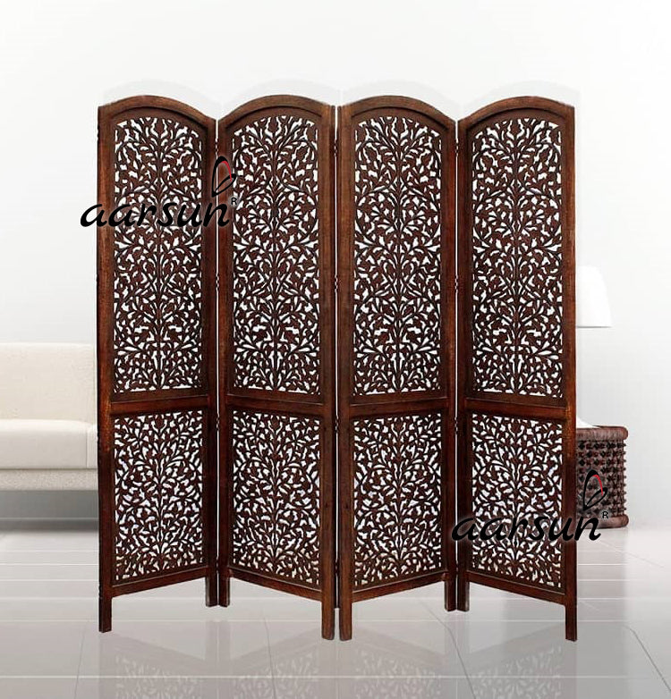 Foldable Room Divider Mango Wood & MDF