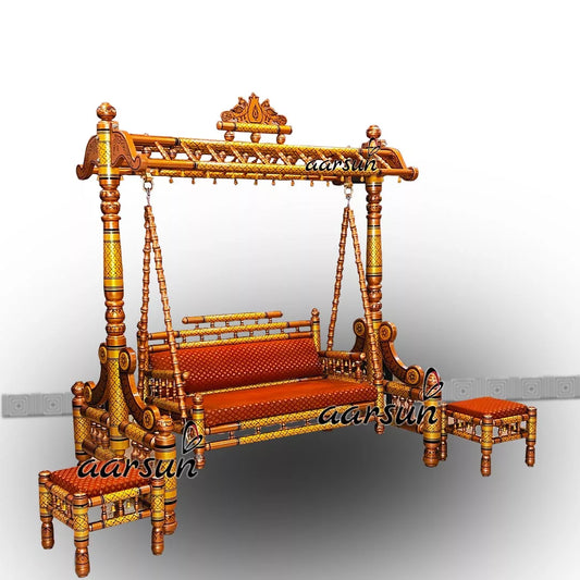 Wooden Sankheda Jhula with Side Table YT-332