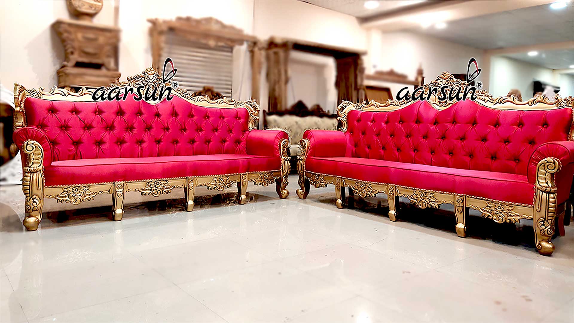 4 Seater Sofa Set in Smooth Pink Fabric YT-267
