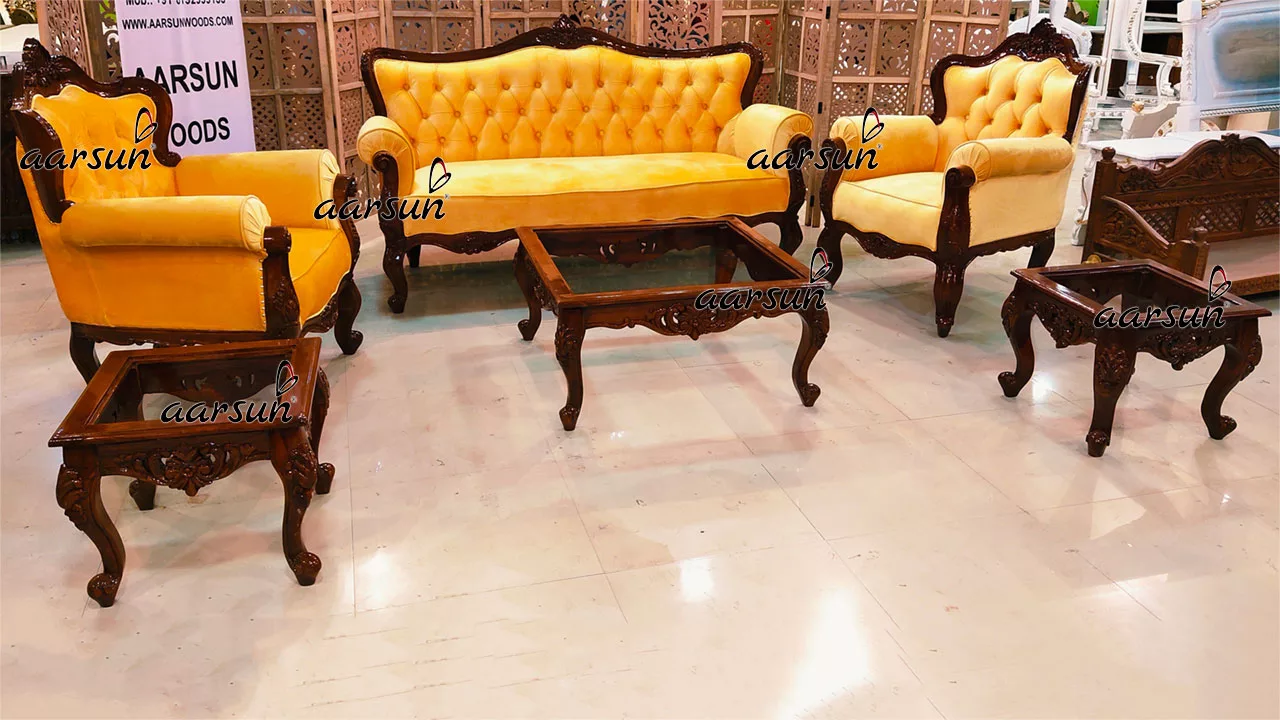 Subtle betanysports 5 Seater Sofa Set with Center Table and Corner Tables  2025