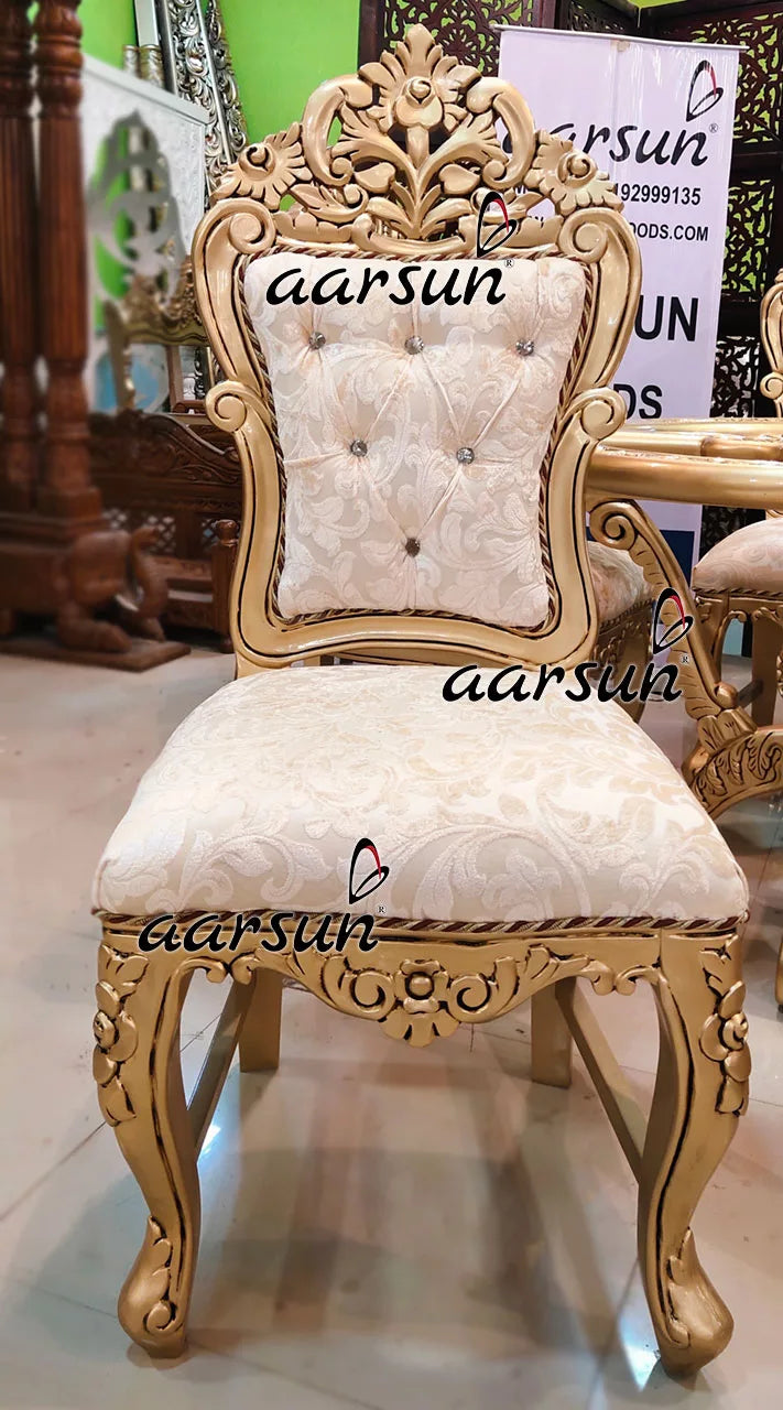 6 Seater Antique Gold Oval Dining Set YT-510