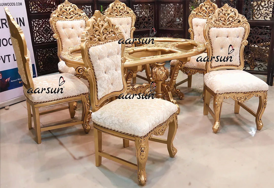 6 Seater Antique Gold Oval Dining Set YT-510