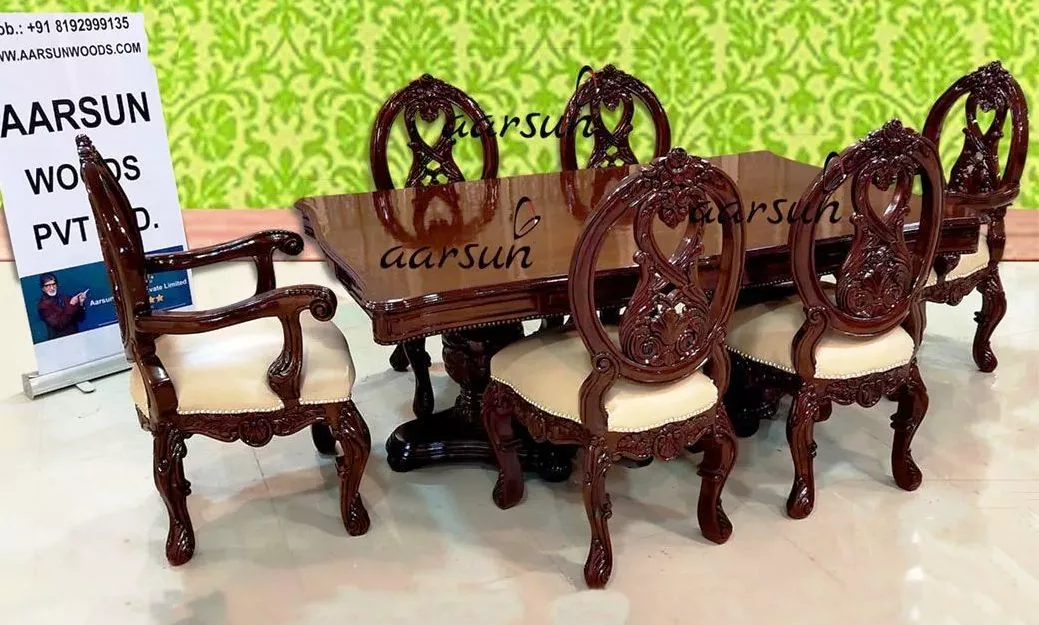 6 Seater gnula Dining Set in Dual Tone Finish  2025