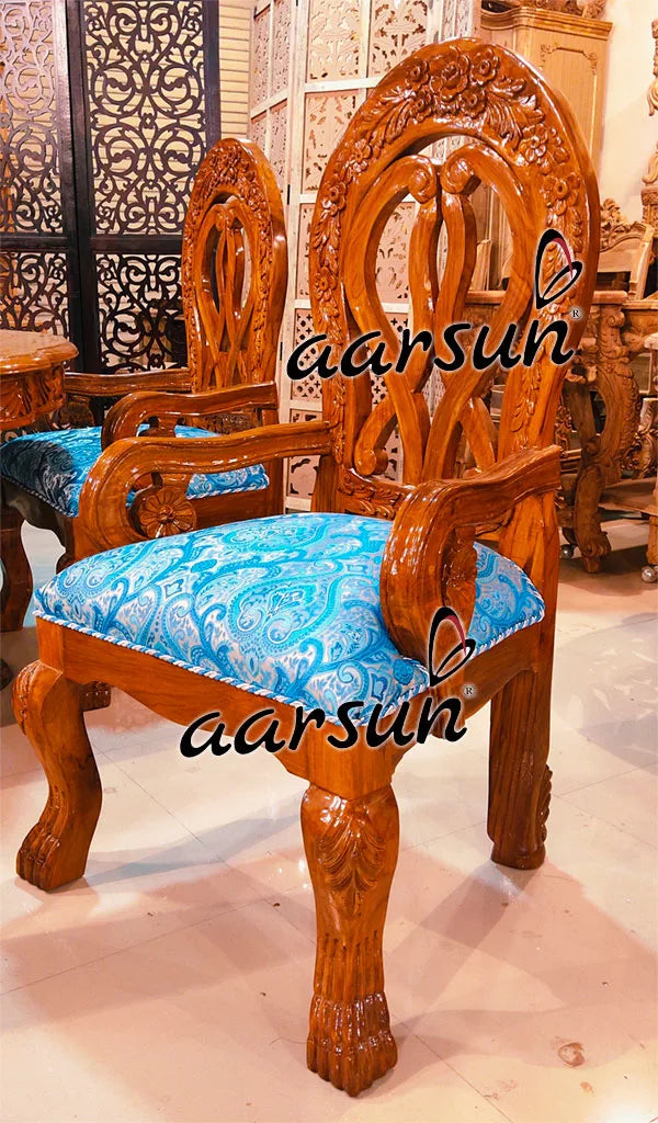 6 Seater Honey Finish Dining in Teak Wood YT-367