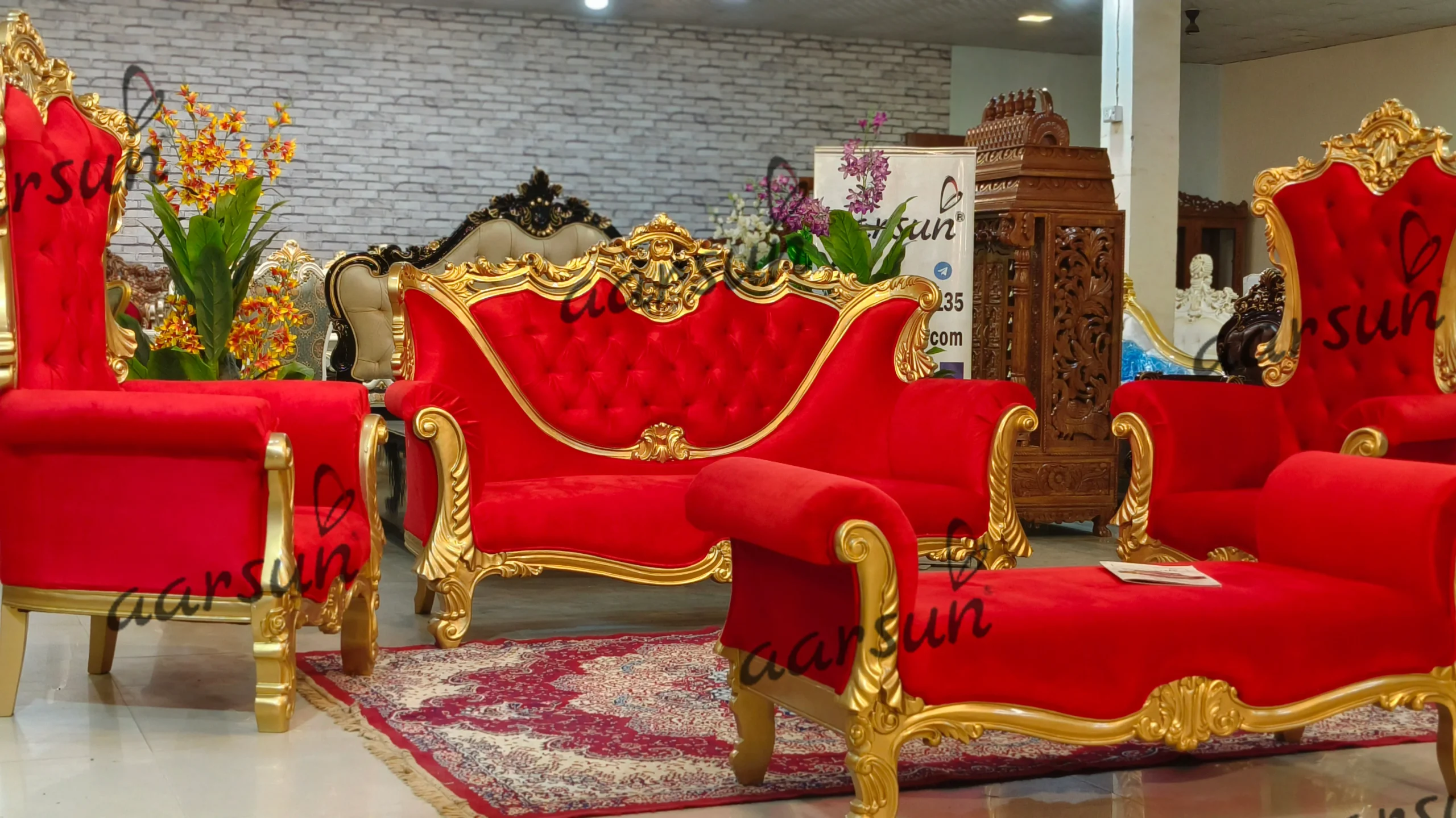 Royal  Red Sofa Set in Teak Wood 2025