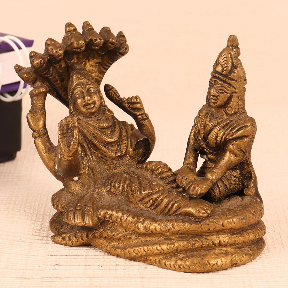 Lord Vishnu Resting on Sheshnag Brass Statue