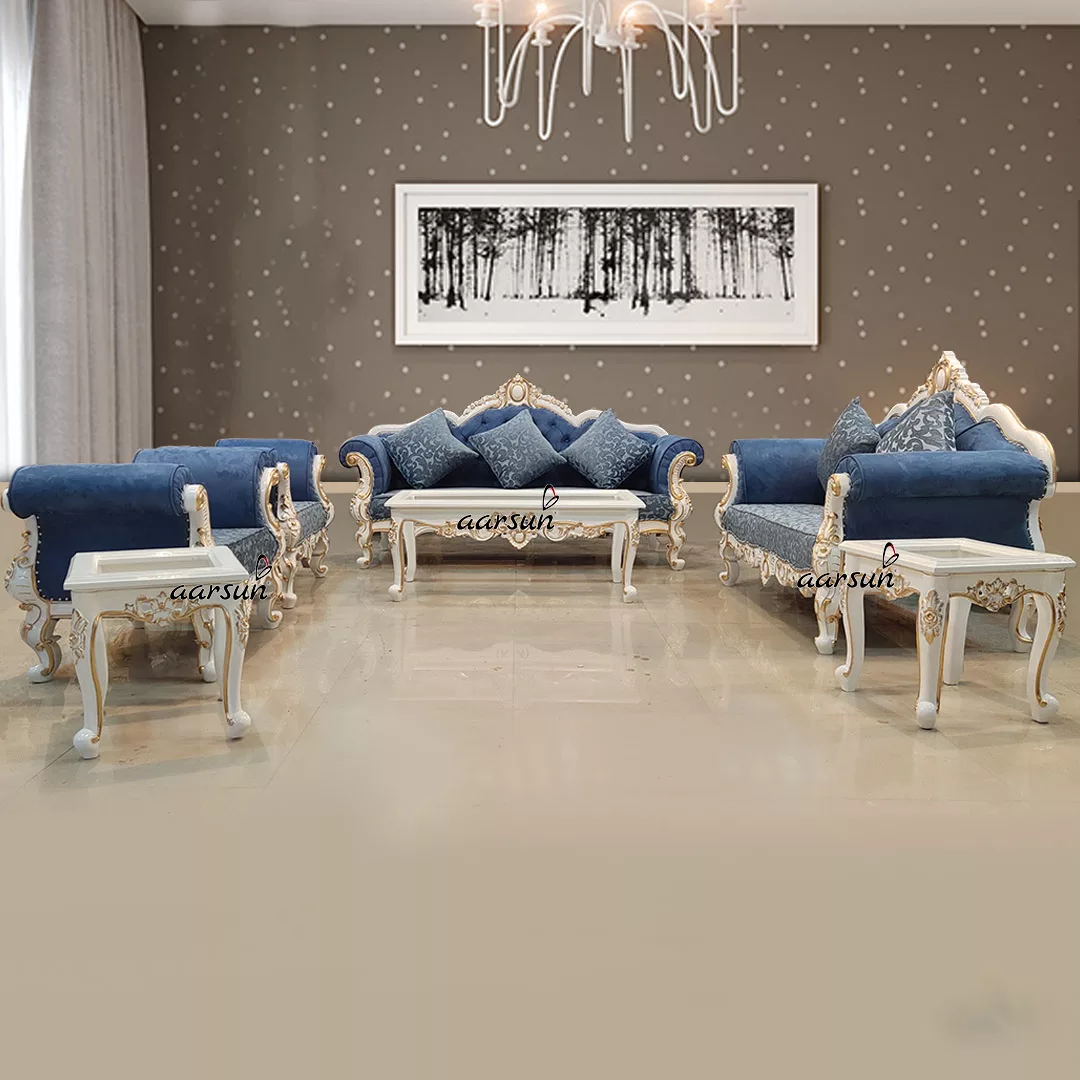 7 Seater wcostream  Designer Sofa Set in White Finish 2025