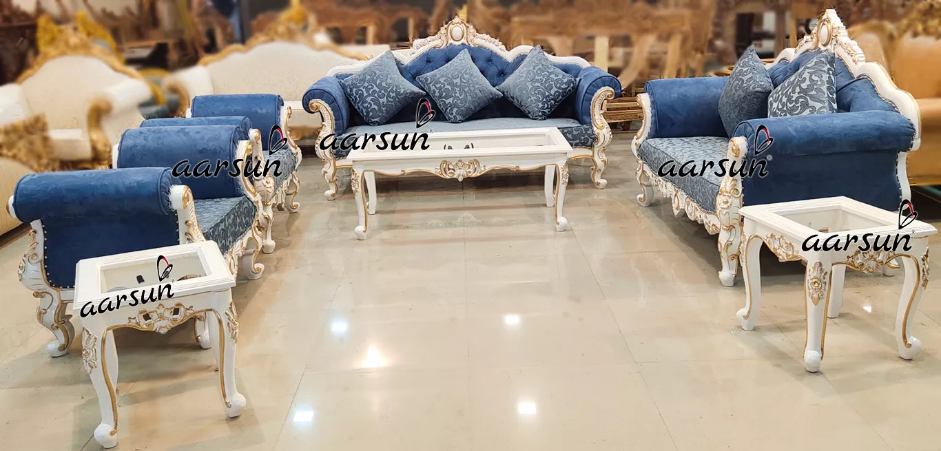 7 Seater wcostream  Designer Sofa Set in White Finish 2025