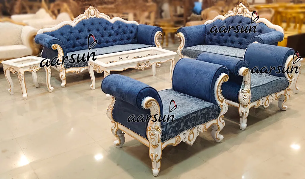 7 Seater wcostream  Designer Sofa Set in White Finish 2025