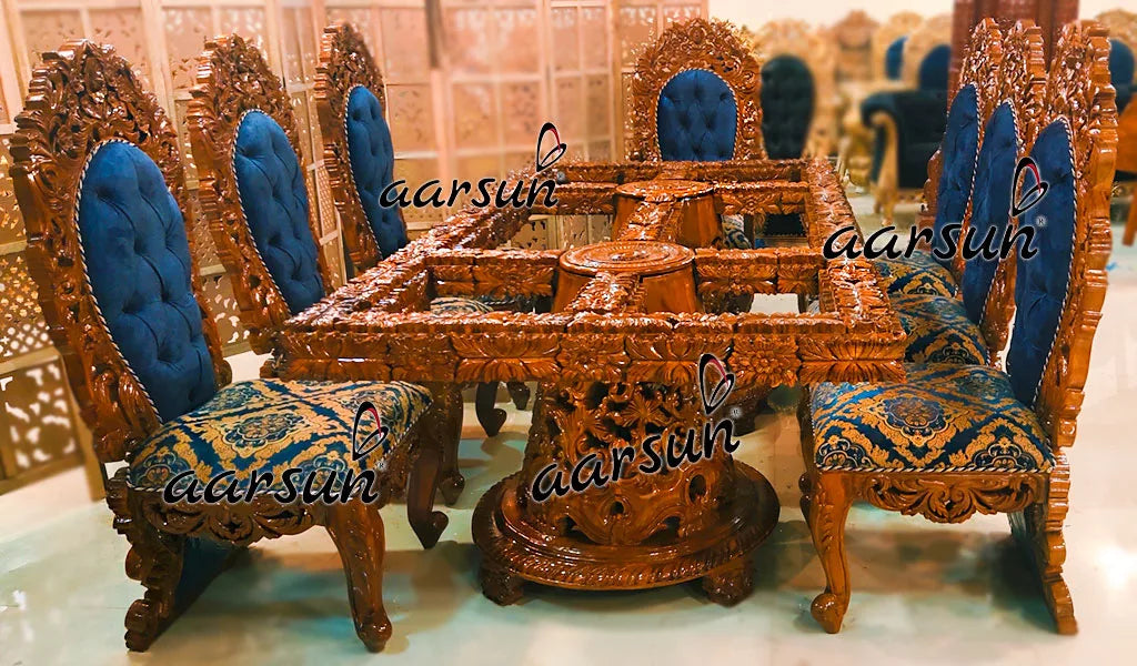 8 Seater Dining Set in Honey Gloss Finish YT-338