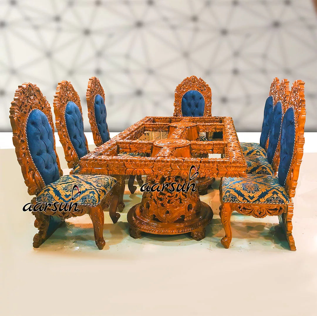 8 Seater Dining Set in Honey Gloss Finish YT-338