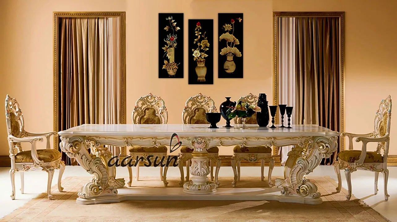 8 Seater Royal Dining Set - Dual Tone Tipping DNG-0016