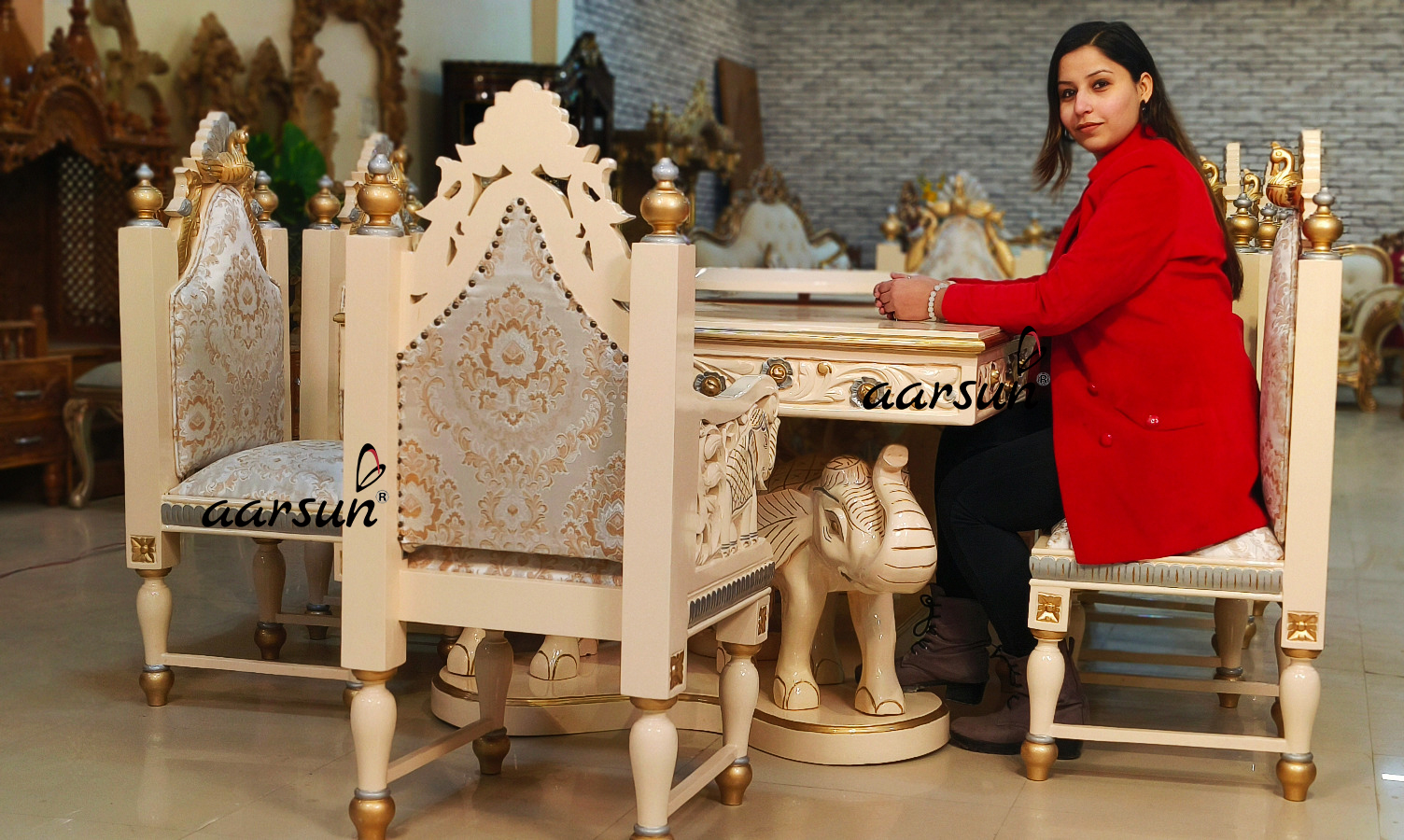 8 Seater bidrl  White Dining Set  2025