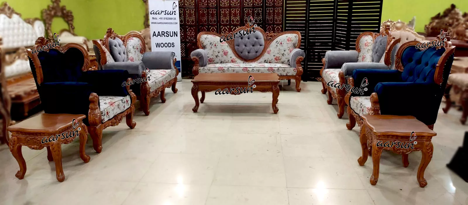 Boho asura scans style wooden sofa set 2025