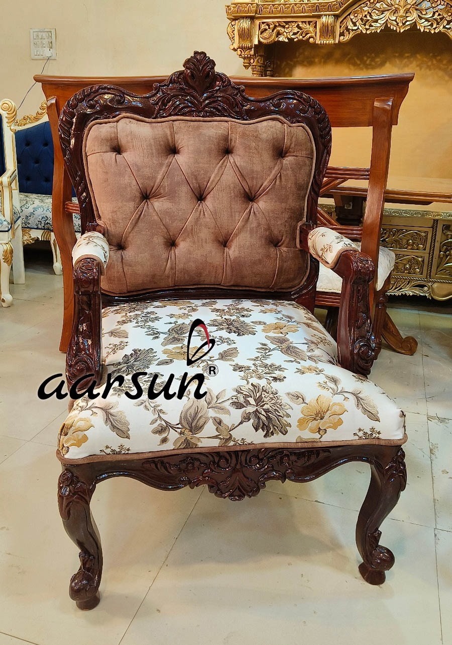 Modern  crackstreams Wooden Sofa Set with Dark Brown Polish 2025