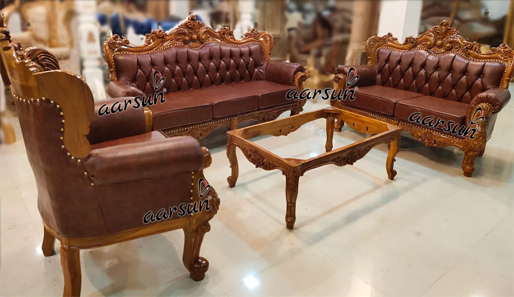 Brown Leatherette monkeyapp Royal Sofa for Living Area  2025