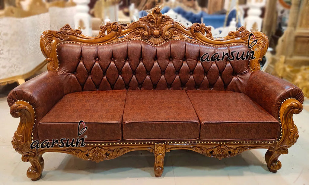 Brown Leatherette Royal Sofa for Living Area YT-217
