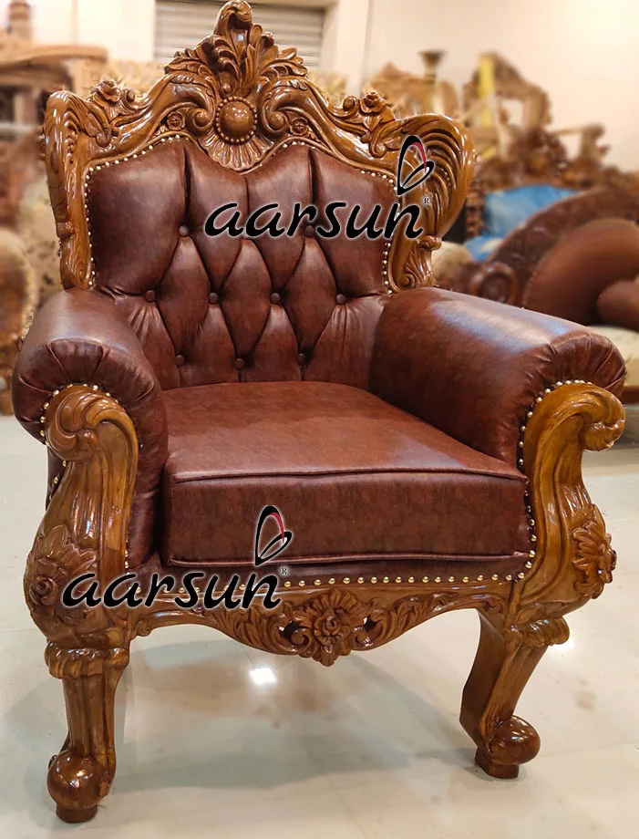 Brown Leatherette monkeyapp Royal Sofa for Living Area  2025