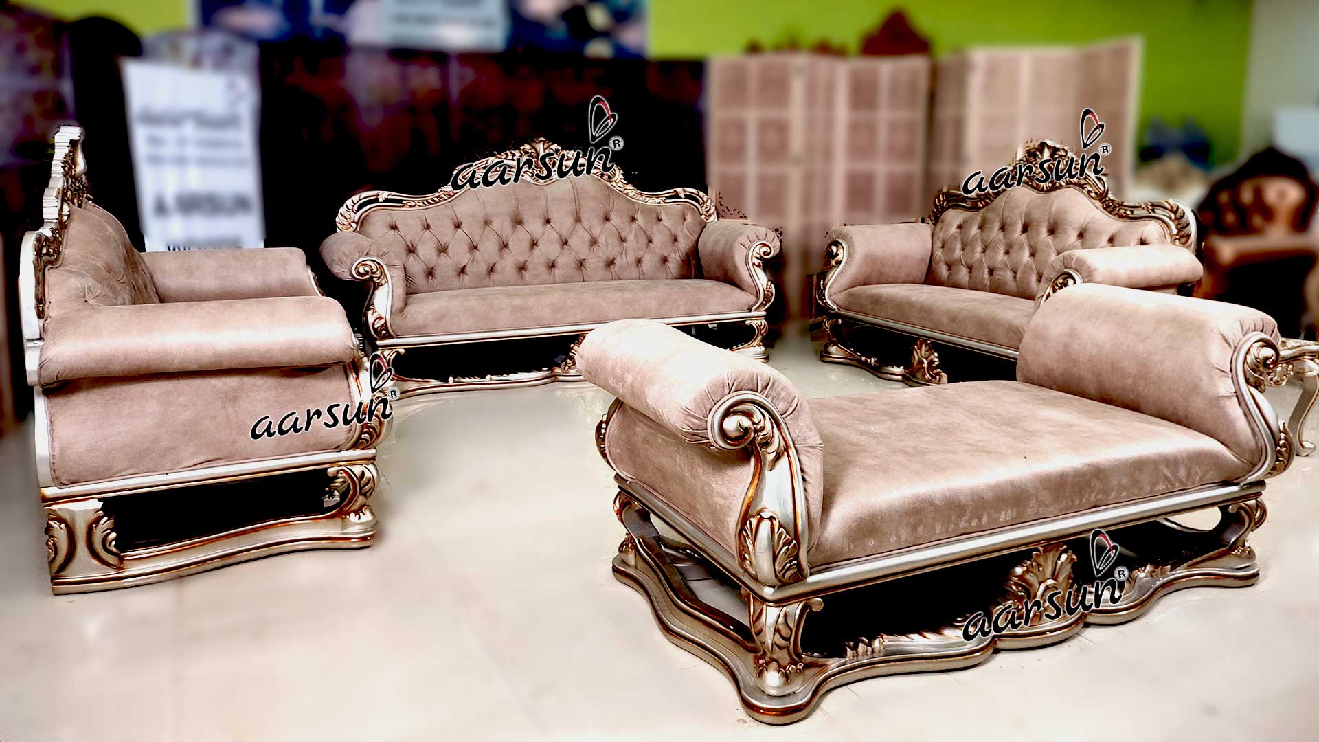 Champagne sflix Gold Royal Sofa Set 2025