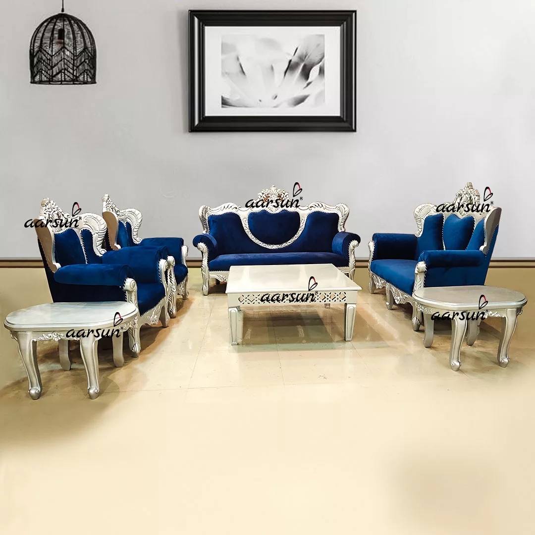Classic moviesjoy Maharaja Sofa Set in Silver Paint