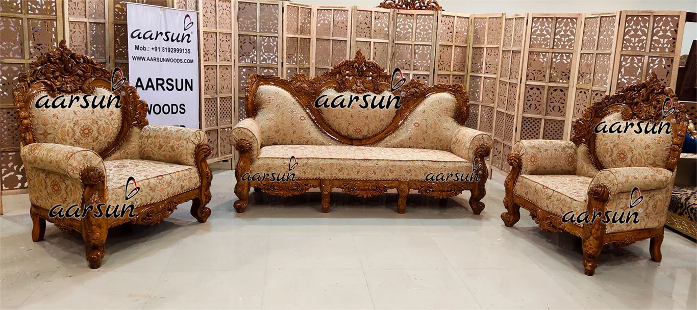 5 Seater totalsportek Wooden Sofa Set