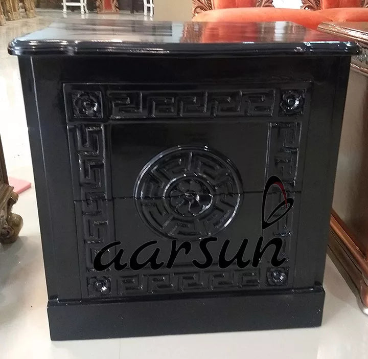 Dark Polished Bed with Side Table - Dark Polish YT-131