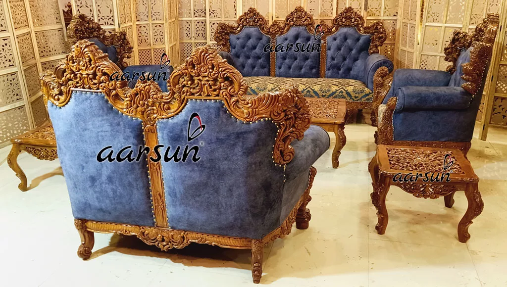 Double letflix Carved Luxurious 7 Seater Sofa Set  2025