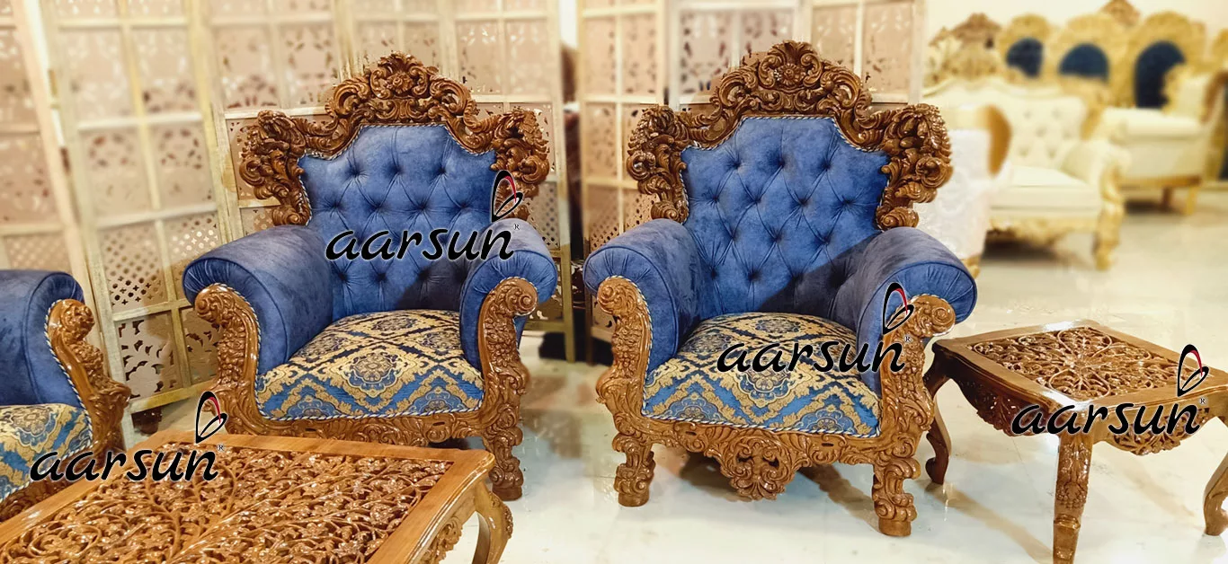 Double letflix Carved Luxurious 7 Seater Sofa Set  2025