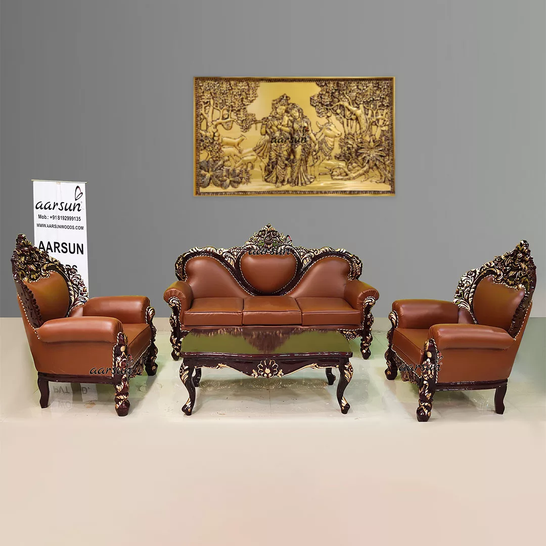 Dual  Shade Classic booking.com Leather Sofa Set  2025