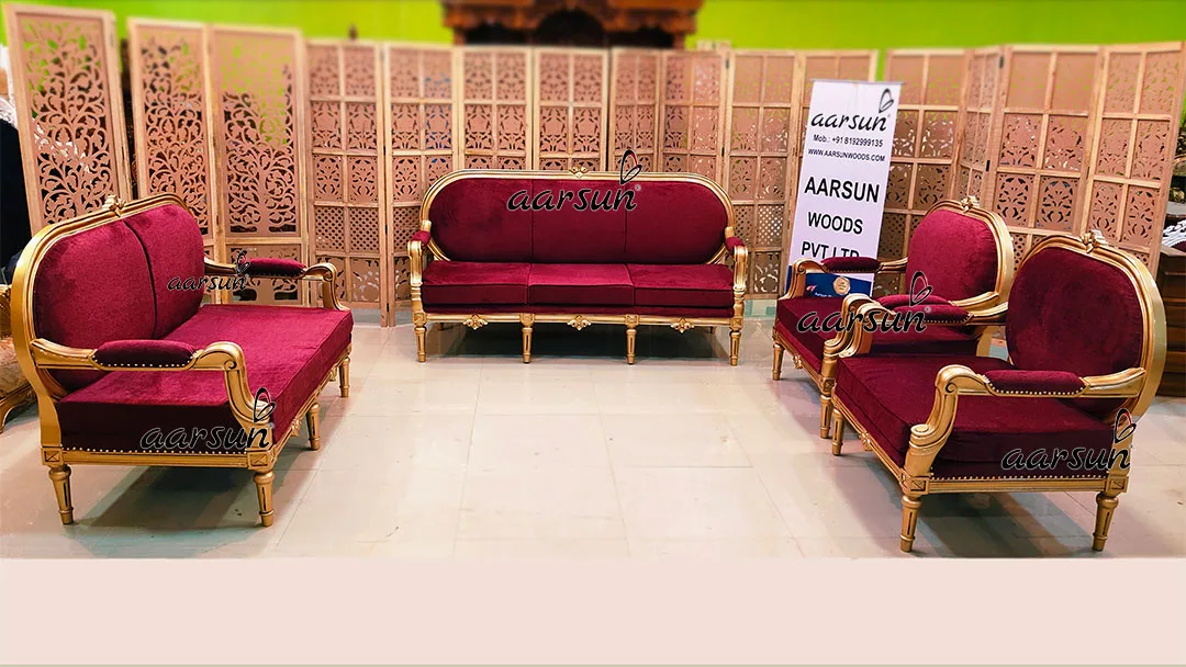 European  spydialer  Concept Royal Sofa Set 7 Seater Antique Gold Finish