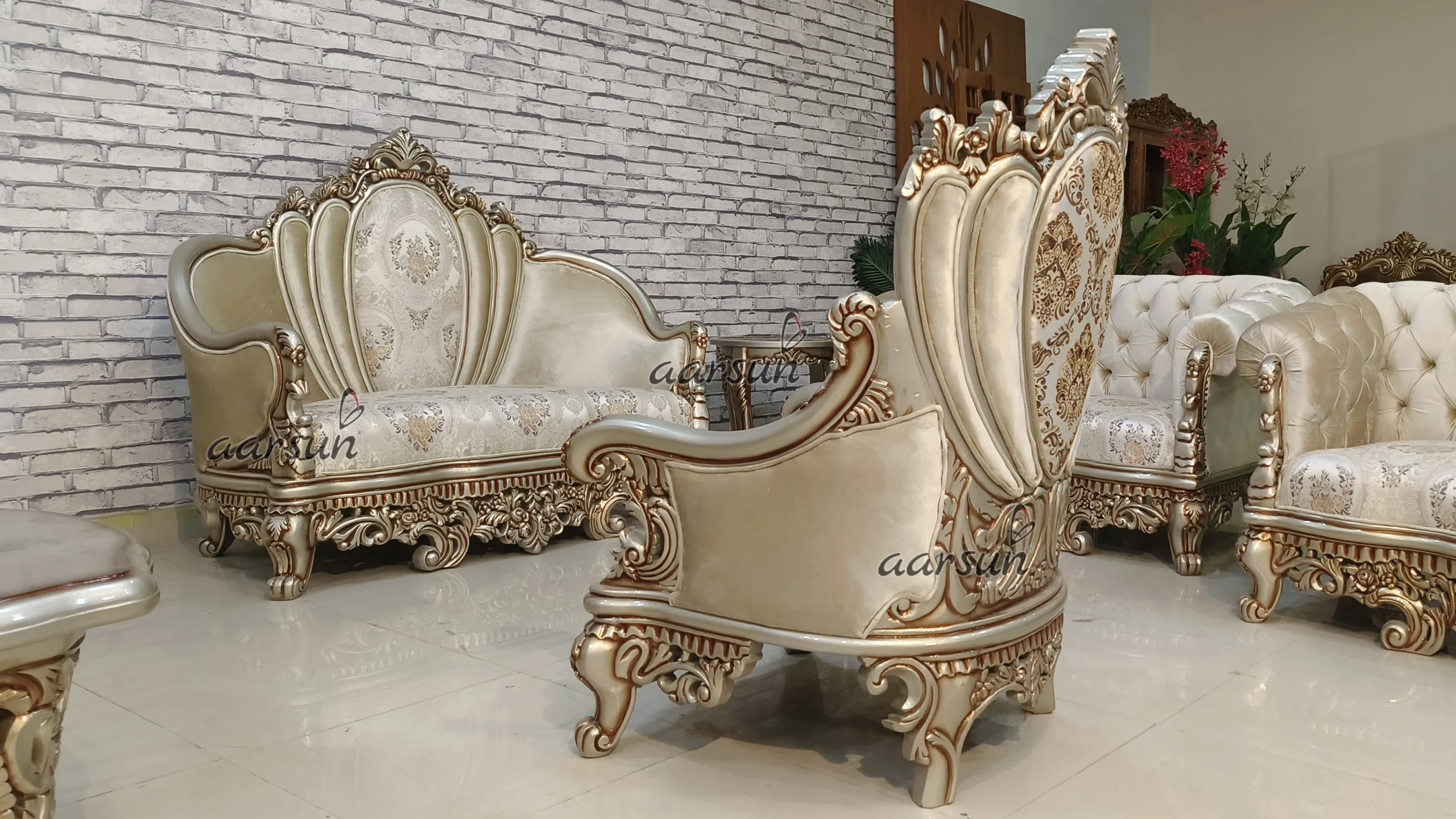 Exclusive lockerfox Hand-Carved Full Sofa Set – Sofa Crown Peacock Design, Chester Sofa 2025