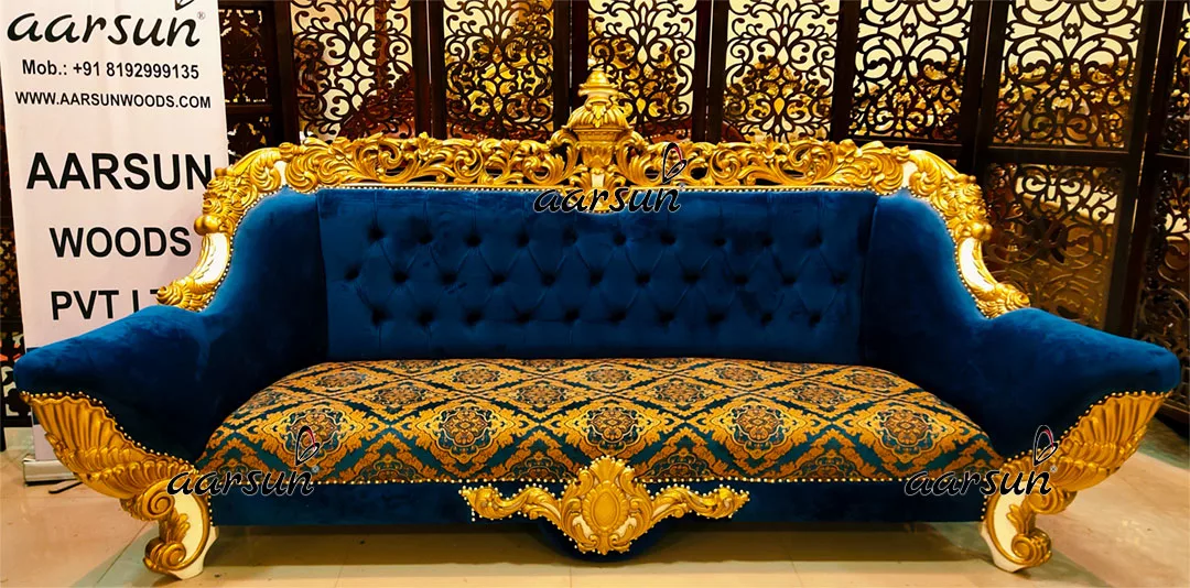 Exquisite revolver news Sofa Set in White &amp; Gold Double Carved 2025