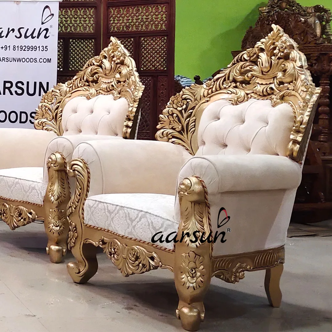 Handcarved tubesafari Antique Gold Sofa Set 2025