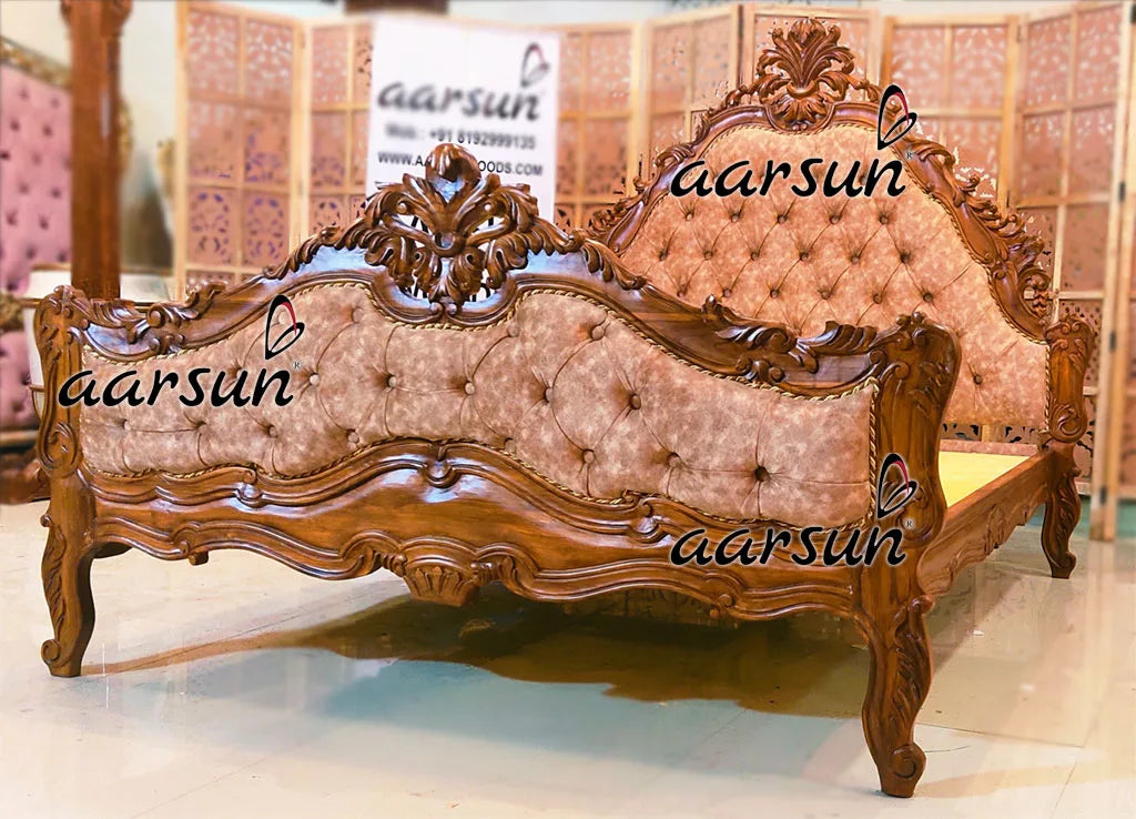 Handcrafted Queen Size Wooden Carved bed YT-345