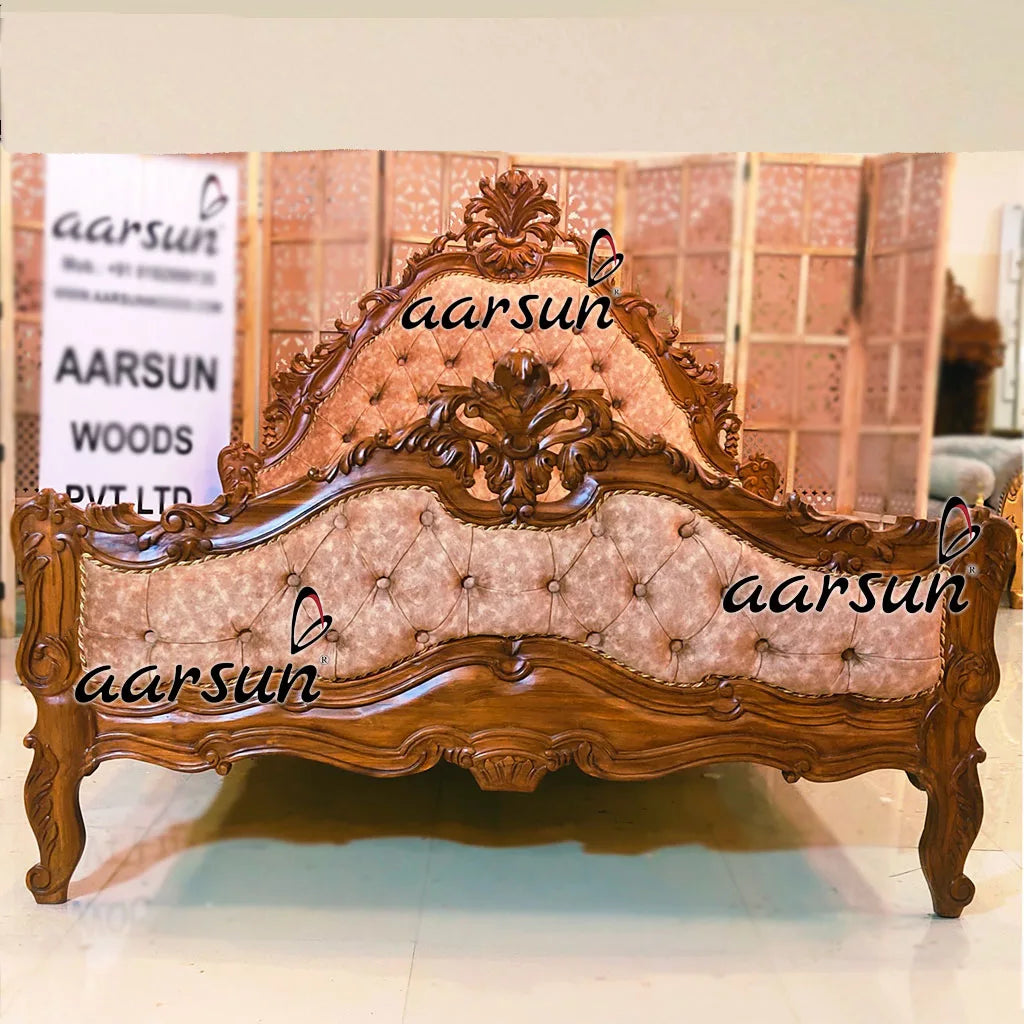 Handcrafted Queen Size Wooden Carved bed YT-345