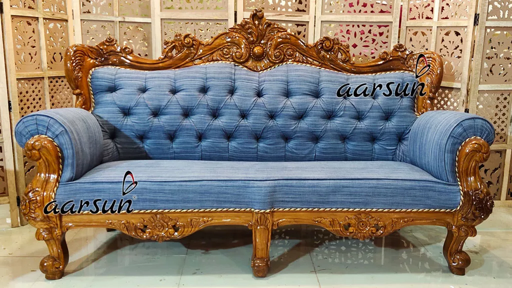 Handcrafted wireclub Multi fabric Sofa Set in Natural Finish