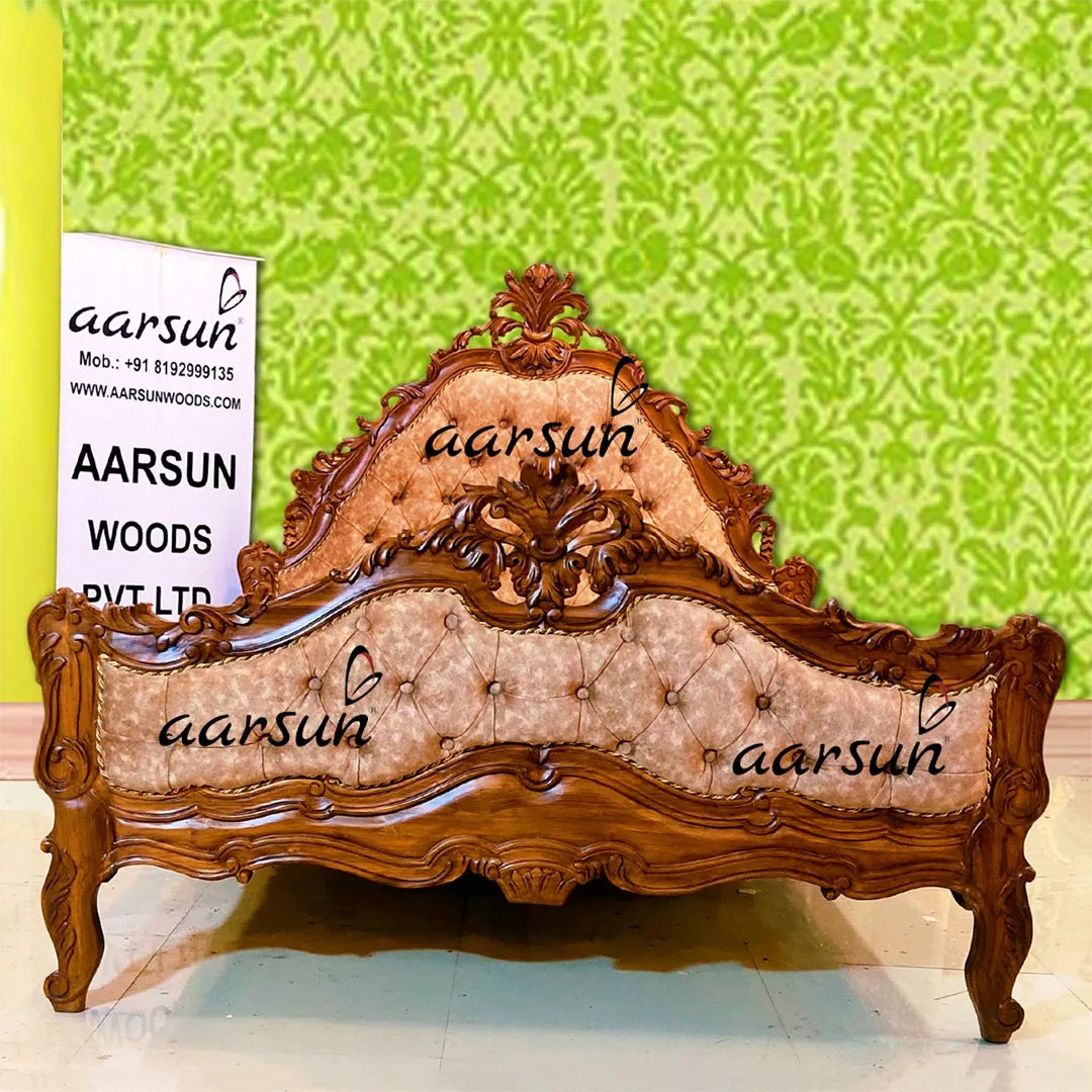 Handcrafted Queen Size Wooden Carved bed YT-345
