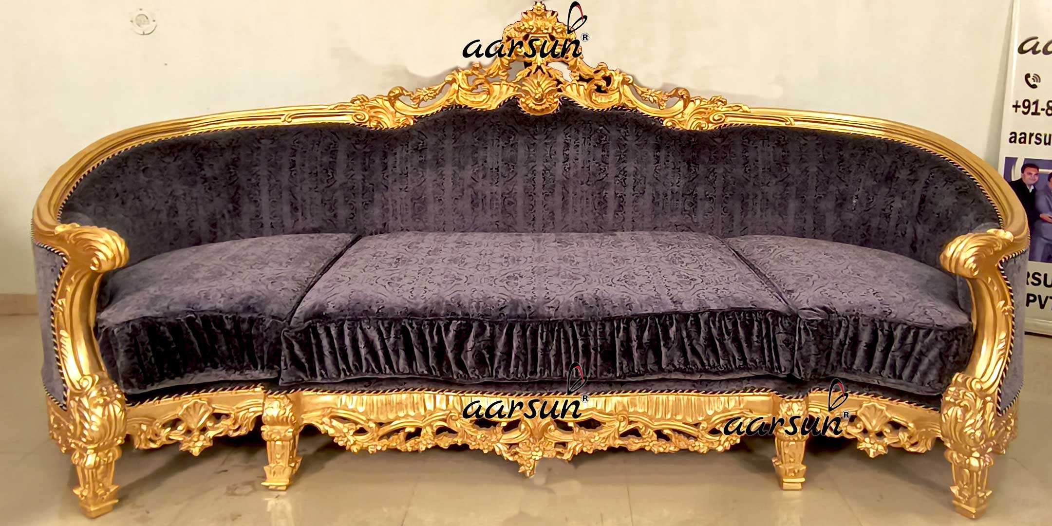 Italian aol.com Style Sofa Set with Gold Leafing  2025