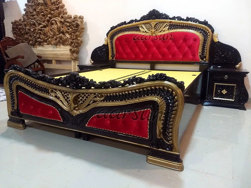 King Size Wooden Bed in Dark Polish BED-0028