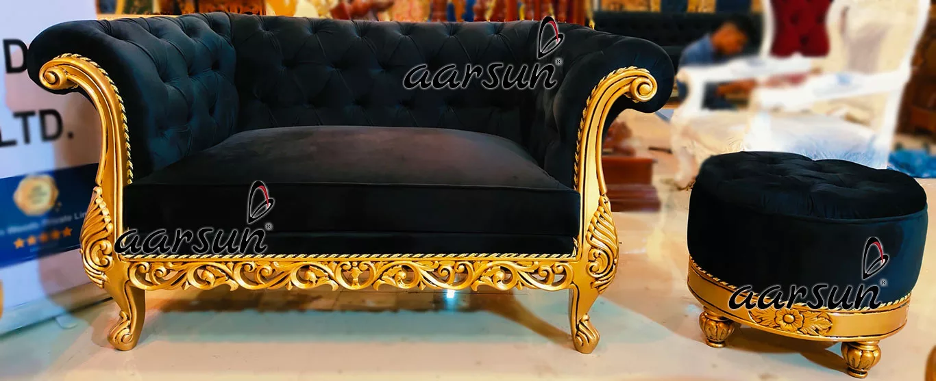 Luxury citizen free press Chesterfield Sofa in Black &amp; Gold 2025