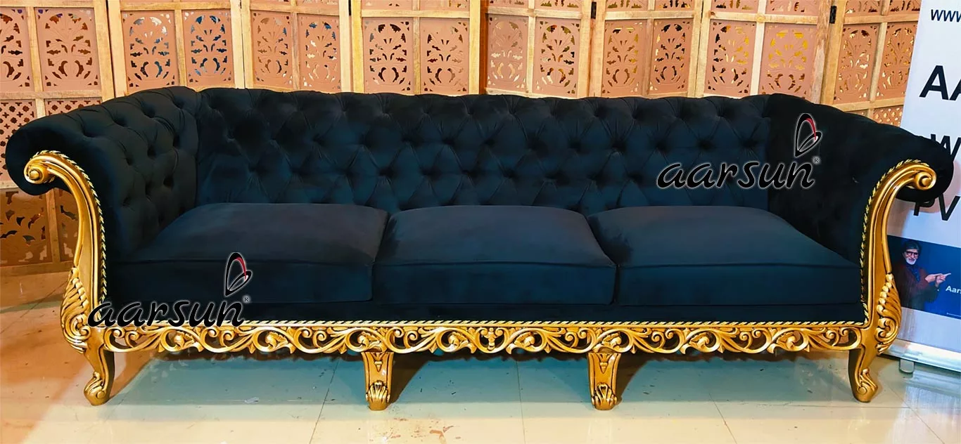 Luxury citizen free press Chesterfield Sofa in Black &amp; Gold 2025