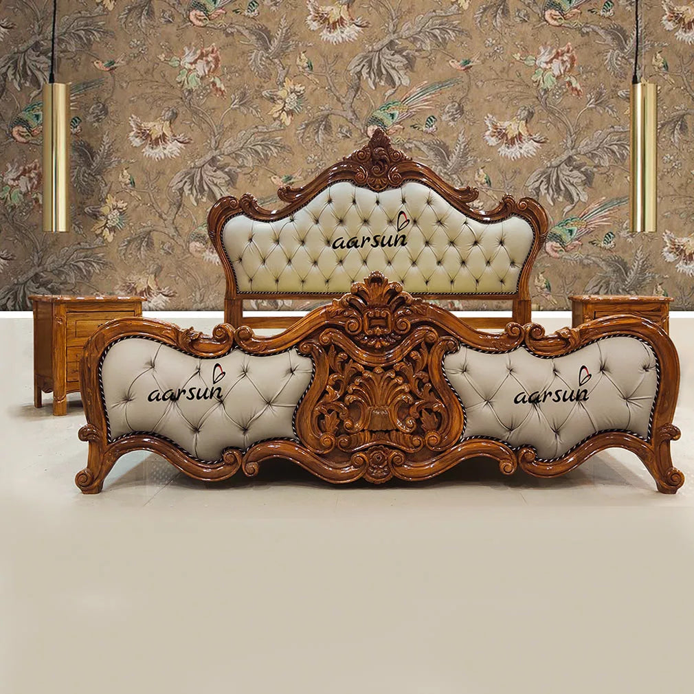 Top design Bed Classic Style Teak Wood