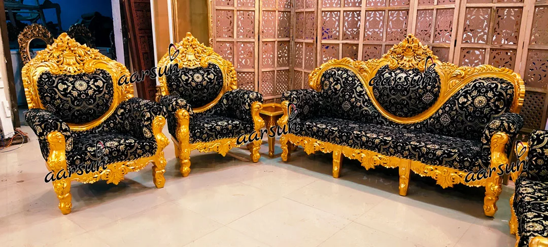 Metallic wepbound Gold Sofa Set Classic Dilwala Design