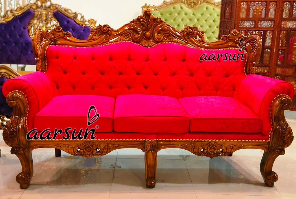 5 Seater pirlotv  Pink Fabric Sofa Set   2025