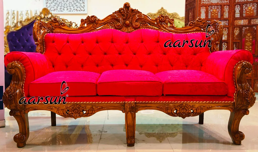 5 Seater pirlotv  Pink Fabric Sofa Set   2025